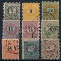 1888 9 db Feketeszámú Krajcáros stereotip bélyeg