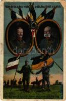 Um sein oder nicht sein handelt es sich / Hűséges egyesülésben kitartunk mindhalálig. I. Ferenc József császár és II. Wilhelm német császár / WWI Austro-Hungarian K.u.k. military art postcard, Franz Joseph of Austria, II. Wilhelm, Viribus Unitis (Rb)