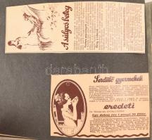 Reklámrajongói gyűjtemény vászon kötésű 50 oldalas albumban 1920-as évekbeli újságokból kivágott nag...