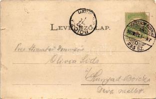 1902 Tövis, Teius; Piac, Fő út, Katolikus templom, Maros híd, MÁV vasúti vonal Tövis és Karácsonfalv...