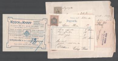 1905 9 db régi számla, szecessziós, judaika témájú is . Fried, Friedmann, Kosch cégek, elegáns és jó...