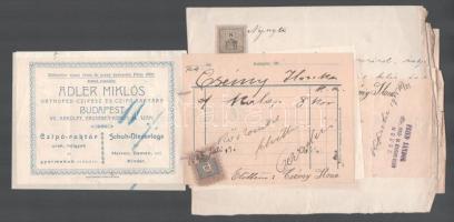 1905 9 db régi számla, szecessziós, judaika témájú is . Fried, Friedmann, Kosch cégek, elegáns és jó...