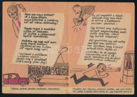 ca 1960 Kassowitz Félix rajzaival illusztrált közlekedésbiztonsági napló ,Rosszuljárt Péter humoros ...