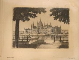 ca 1930 Budapest képes album Sárközi Nádasdi Elemér 12 db fénnyomatával 17x13 c, Zsinórfűzött papírk...