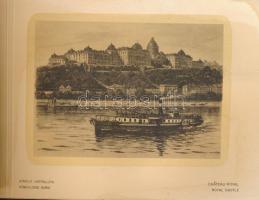 ca 1930 Budapest képes album Sárközi Nádasdi Elemér 12 db fénnyomatával 17x13 c, Zsinórfűzött papírk...
