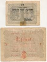 1848. 5Ft "Kossuth bankó" vörösesbarna nyomat + 1849. 30kr "Kossuth bankó" T:VG,Pr Adamo G109, G103