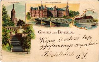 1899 (Vorläufer!) Wroclaw, Breslau; Liebichshöhe, Regierungsgebäude, Universität. Gebr. Künzli / park, government building, university. litho (crease)