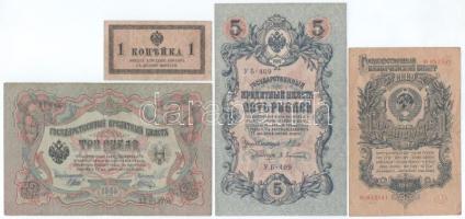 Orosz Birodalom 1905(1905-1921) 3R + 1909(1909-1918) 5R + DN(1915) 1k + Szovjetunió 1947. 1R T:F, kis szakadások Russian Empire 1905(1905-1921) 3 Roubles + 1909(1909-1918) 5 Roubles + ND(1915) 1 Kopeck + Soviet Union 1947. 1 Rouble C:F, small tears
