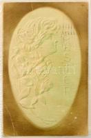 100 férőhelyes modern albumban 100 db RÉGI motívumlap, köztük lithók. Art Nouveau üdvözlőlapok, hölg...