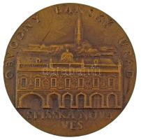 Szlovákia DN "Körzeti bányahivatal - Szepesújvár" egyoldalas bronz emlékérem tokban. Szign.: "BODI" (60mm) T:AU Slovakia ND "Obvodný banský úrad - Spišská Nová Ves" one-sided bronze commemorative medallion in case. Sign.: "BODI" (60mm) C:AU