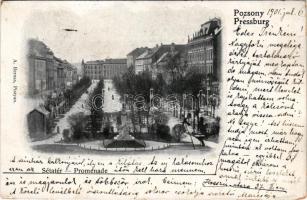1901 Pozsony, Pressburg, Bratislava; Sétatér. A. Bernas kiadása / promenade (r)