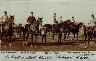1901 Osztrák-magyar tisztek lóháton vadászaton / Austro-Hungarian K.u.k. officers on horseback during hunting. photo (EK)