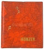 Kisalakú, kétgyűrűs műbőr "MÜNZEN" érmeberakó, 8db klf méretű berakólappal (összesen 78db ...