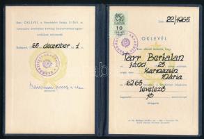 1965 Rendőrtiszti Akadémia oklevele