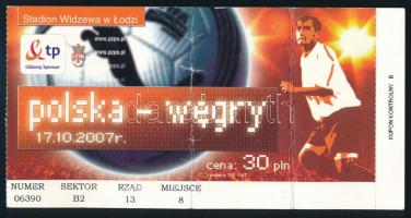 2007 Lengyel - Magyar labdarúgó mérkőzés (0:1) belépőjegye