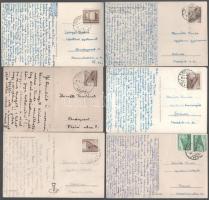 1953-1960 Györgyi Géza (1930-1973) elméleti fizikus, az MTA Központi Fizikai Kutatóintézet Részecske és Magfizikai Kutató Intézetében munkatársának saját kézzel írt képeslapjai, feleségének, 13 db