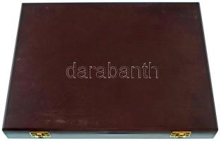 Fa éremtartó kazetta, benne egy tálca emlékérmek számára (például MÉE Király-sor), 10db 42,5mm-es fészekkel és egy 65mm-es fészekkel a záróérem számára. A doboz külső részén polckopás nyomok