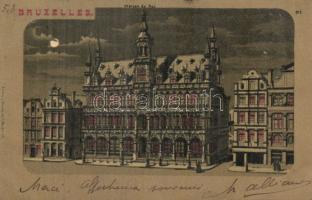 Brussels royal palace at night litho (small tear)