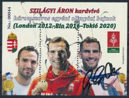 2021 Szilágyi Áron kardvívó háromszoros egyéni olimpiai bajnok emlékív, Szilágyi Áron aláírásával