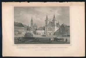 Ludwig Rohbock (1820-1883) - L. Oeder: Marosvásárhely, főpiac. Acélmetszet, papír, jelzett a metszeten. 16x11 cm