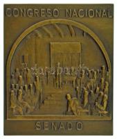 Chile DN "Congreso Nacional Senado / Republica de Chile" kétoldalas bronz emlékérem, dísztokban (63x53mm) T:AU