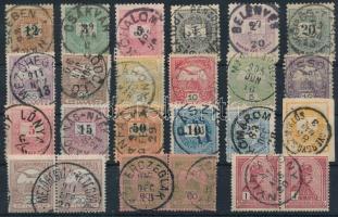 24 db egykörös bélyegzés Krajcáros és Turul bélyegeken