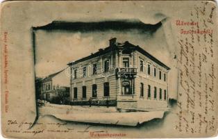 1901 Ipolyság, Sahy; Takarékpénztár. Kanyó Antal kiadása / savings bank (kopott sarkak / worn corners)