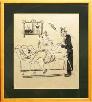Ék Sándor (1902-1975): Lánykérő (politikai karikatúra, Hitler arcképpel a falon). Ceruza, papír, jel...