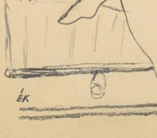 Ék Sándor (1902-1975): Lánykérő (politikai karikatúra, Hitler arcképpel a falon). Ceruza, papír, jel...