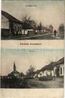 1912 Oroszka, Kisoroszi, Pohronsky Ruskov, Oroska; Országút utca, Fő utca, templom, üzletek / street view, main street, church, shops (r)