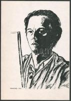 Victor Vasarely (1908-1997): Önarckép. Szitanyomat, papír. Jelzett a nyomaton. 24x18 cm. / Victor Vasarely (1908-1997): Self-portrait. Serigraphy on paper. Signed on the serigraphy. 24x18 cm.