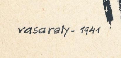 Victor Vasarely (1908-1997): Önarckép. Szitanyomat, papír. Jelzett a nyomaton. 24x18 cm. / Victor Va...