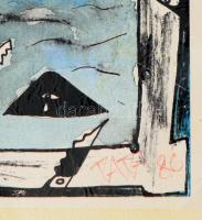 Bada Dada (Bada Tibor, 1963-2006): A Palicsi-tó szörnye, 1986. Ofszet nyomat, képeslap, papír, jelze...