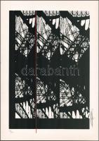 Hervé, Rodolf (1957-2000): Eiffel-torony. Szitanyomat, papír, jelzett, számozott (37/40), 36x24 cm. / Hervé, Rodolf (1957-2000): Eiffel-tower. Screenprint on paper, signed, numbered (37/40), 36x24 cm.
