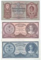 Vegyes, 7db-os magyar bankjegytétel T:F közte szép papír