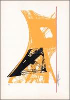 Hervé, Rodolf (1957-2000): Eiffel-torony. Szitanyomat, papír, jelzett, számozott (37/40), 36x21 cm. / Hervé, Rodolf (1957-2000): Eiffel-tower. Screenprint on paper, signed, numbered (37/40), 36x21 cm.