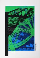 Hervé, Rodolf (1957-2000): Eiffel-torony. Szitanyomat, papír, jelzett, számozott (37/40), 36x21,5 cm. / Hervé, Rodolf (1957-2000): Eiffel-tower. Screenprint on paper, signed, numbered (37/40), 36x21,5 cm.