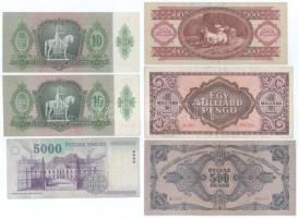 Vegyes, 6db-os magyar bankjegytétel, közte 2008. 5000Ft "BB" + 1936. 10P alacsony "B ...