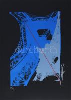 Hervé, Rodolf (1957-2000): Eiffel-torony. Szitanyomat, papír, jelzett, számozott (37/40), 31x21 cm. / Hervé, Rodolf (1957-2000): Eiffel-tower. Screenprint on paper, signed, numbered (37/40), 31x21 cm.