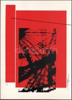 Hervé, Rodolf (1957-2000): Eiffel-torony. Szitanyomat, papír, jelzett, számozott (37/40), 37x25,5 cm. / Hervé, Rodolf (1957-2000): Eiffel-tower. Screenprint on paper, signed, numbered (37/40), 37x25,5 cm.