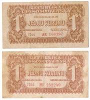 Csehszlovákia 1944. 1K "AK" + "HY" T:F Czechoslovakia 1944. 1 Koruna "AK" + "HY" C:F Krause P#45a