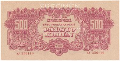 Csehszlovákia 1944. 500K "AY 356116", "SPECIMEN (MINTA)" perforációval T:AU Czechoslovakia 1944. 500 Korun "AY 356116", with "SPECIMEN" perforation C:AU Krause P#49.s