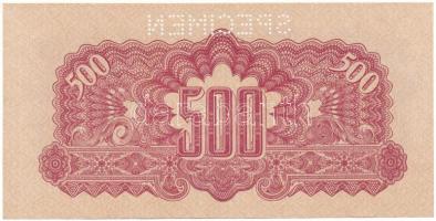 Csehszlovákia 1944. 500K "AY 356116", "SPECIMEN (MINTA)" perforációval T:AU
Cze...