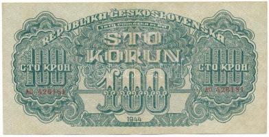 Csehszlovákia 1944. 100K "AC 426181" T:F folt, egyébként szép papír Czechoslovakia 1944. 100 Korun "AC 426181" C:F spotted, but fine paper Krause P#48