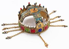 A Szentkorona kicsinyített mása ezüst (Ag), arany bevonattal. dobozában. tanúsítvánnyal 24g. 4 cm