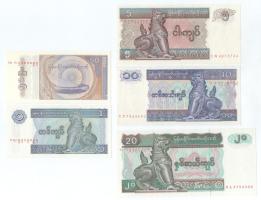 Mianmar 1984. 50p - 20K (5xklf) T:UNC Myanmar 1984. 50 Pyas - 20 Kyat (5xdiff) C:UNC