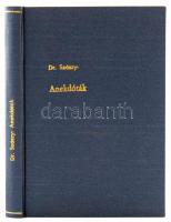Szász István: Bácsmegyei anekdóták. Óbecse, 1909, Lévai Lajos, 124+3 p. Átkötött modern egészvászon-...