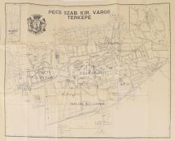 1930 k. "Pécs Szabad Királyi Város" használt állapotban, hajtásoknál kis lyukak, vízjeles papír (Fűzfői Papírgyár) 65x53 cm