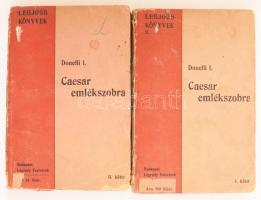 Donnelly, I[gnatius]: Caesar emlékszobra. Regény a huszadik századból. Legjobb Könyvek 17-[18.] Bp., [1898], Légrády, 4+152 p.; 4+173 p. Kiadói papírkötések, kopott, foltos borítókkal, az I. kötet sérült borítóval, kissé sérült gerinccel, kijáró lapokkal (első 10 lap), a II. kötet kissé sérült gerinccel, a borítón kis sérüléssel.