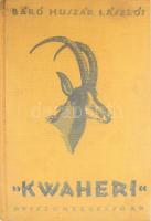 Huszár László: Kwaheri. Viszontlátásra. Afrikai vadásznaplójából írta: - -. Bp.,[1929] , Kir. M. Egyetemi Nyomda, 299 p.+ 8 (színes képtáblák) t. +1 (kihajtható térkép, Tangyanyika volt Német-Kelet-Afrika térképe, Báró Huszár László 1926-1927. évi vadászexpedíciójának áttekintő térképe, 1:2,000.000,32x30 cm) t. Gazdag fekete-fehér egészoldalas és szözvegközti fekete-fehér képekkel, és színes képtáblákkal illusztrált. Kiadói egészvászon-kötés, kopott, foltos borítóval.